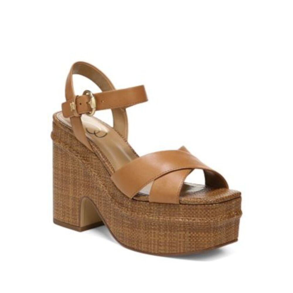 NWT SAM EDELMAN Womens Brown 2.5 Platform Trianna Leather Espadrille Shoes 11 M